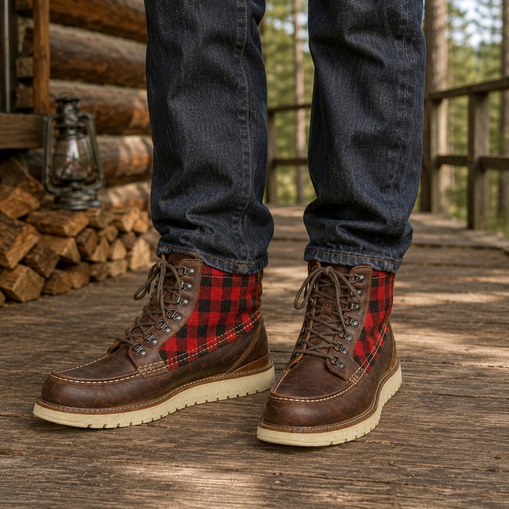 Cole Haan GrandExplore Waterproof Buffalo Plaid Moc Toe Boots Men's 11.5 M